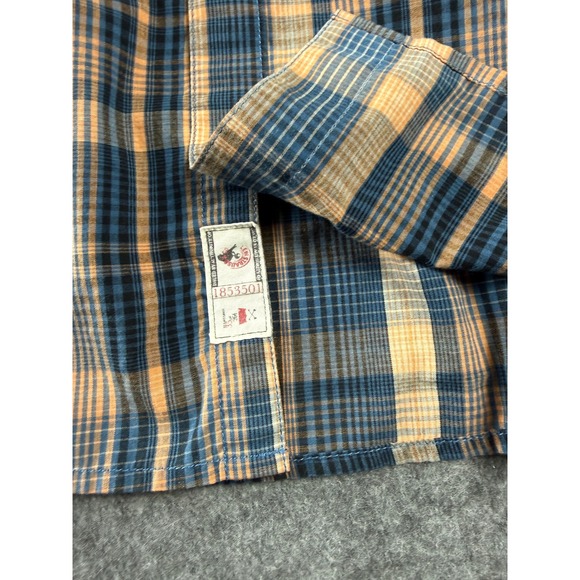 Levi's Men's M Plaid Long Sleeve Button Up Shirt Blue Orange Casual Workwear - Picture 11 of 12